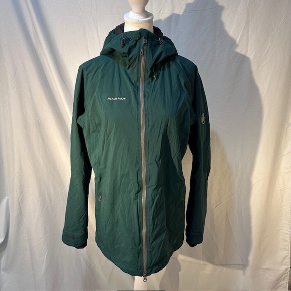 Mammut Rain Jacket Mens Size Medium Green Gray Gore-Tex Crater HS Hooded Zip Up